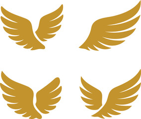 Set of golden wings transparent