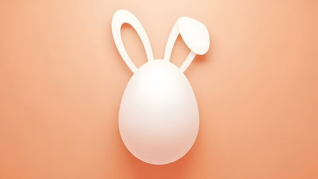 Easter bunny decoration with white rabbit ears on pastel background