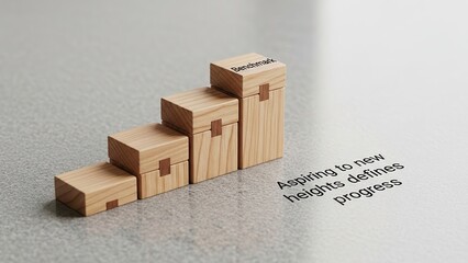 Wooden Boxes Ascending in Steps Symbolizing Business Growth