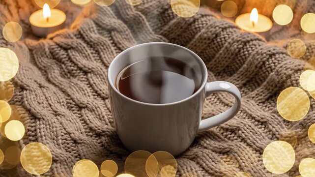Cup of coffee with cookies and cinnamon on wooden table