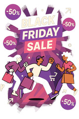 Obraz premium Dynamic Black Friday Sale. Black Friday Sale Banners. Flashing -50% bubbles drift around bold