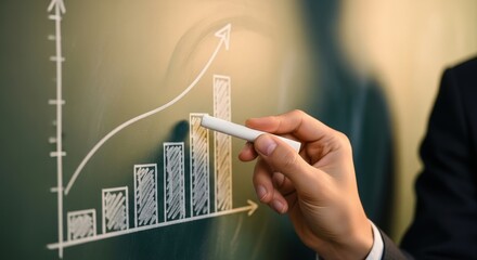 Business Growth Visualization with Hand Drawing Chart on Chalkboard