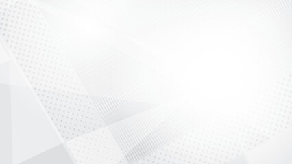 Abstract white and gray color, modern design stripes background with geometric shape and dot pattern, halftone effect. Vector illustration.