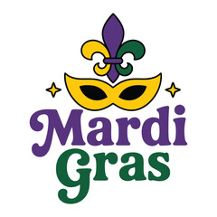 Mardi Gras mask and fleur de lis symbol  colorful festive design, vector illustration © Jahida