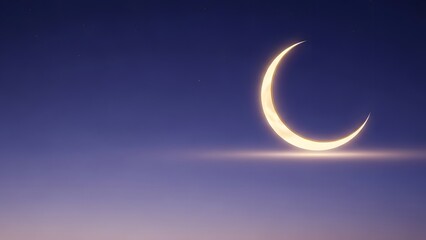 Elegant crescent moon in twilight sky