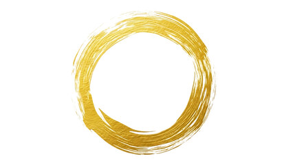Golden circle brush stroke isolated on transparent background