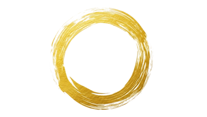 Golden circle brush stroke isolated on transparent background