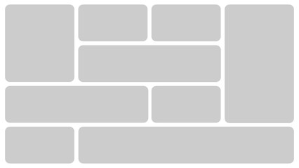 Gray Bento Grid Layout. Collage image frame grid template. Modern modular UI design panels. Vector illustration.