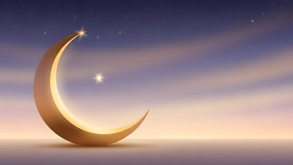 Illuminated crescent moon in twilight sky
