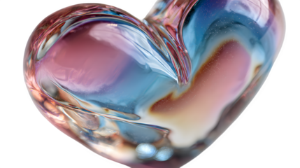 Iridescent heart abstract isolated on transparent background