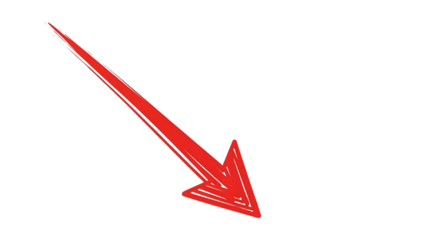 Red arrow icon isolated on transparent background - Powered by Adobe