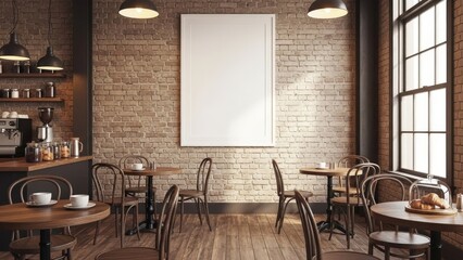 Modern Coffee Shop Interior with Empty Space.