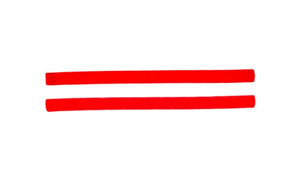 Fototapeta premium Two red horizontal bars isolated on transparent background