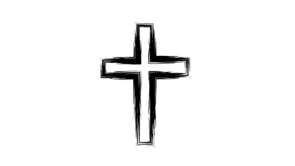 Black and white cross icon isolated on transparent background