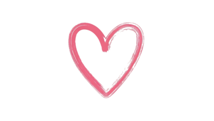 Hand-drawn pink heart isolated on transparent background