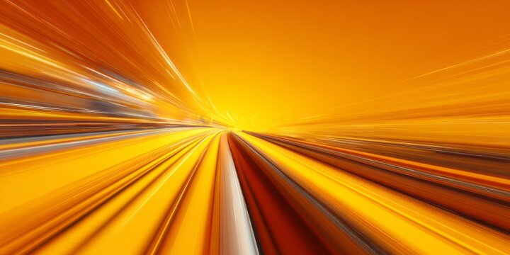 Yellow and orange streaks of light convey motion and speed.