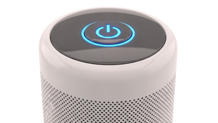 Modern Air Purifier with Glowing Power Button