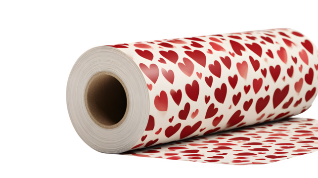 Heart pattern gift wrap roll isolated on transparent background - Powered by Adobe