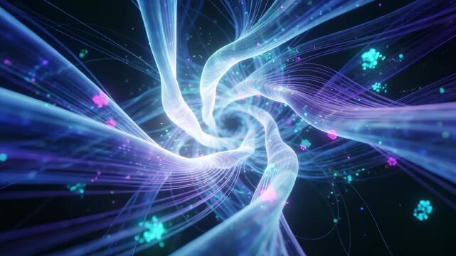 Explore light patterns and movement in a swirling cosmic tunnel
