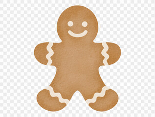 Watercolor gingerbread man cookie Christmas illustration vector.