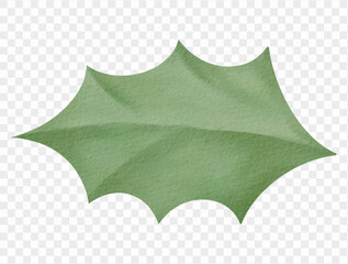 Watercolor holly leaf Christmas botanical illustration vector.