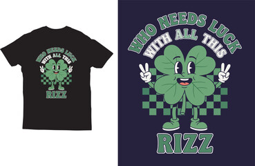 Funny Shamrock Rizz T‑Shirt Design for St. Patrick&rsquo;s Day