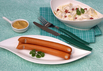Vienna sausages with potato salad.