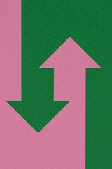 Two arrows are directed in different directions. Template comparison green and red line design. In and Out. Glyph icon isolated on white background. Vector illustration flat style. 