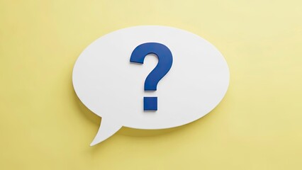 Bold Blue Question Mark Symbol on a White Speech Bubble Against a Yellow green Background