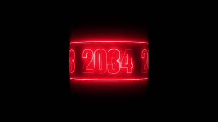 2031 to 2036 neon year motion graphic animation isolated on black background