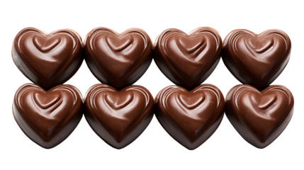 Chocolate hearts arrangement isolated on transparent background
