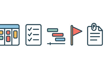 Visual representation of task management tools used in project planning and organization work activities during office time