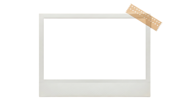 Polaroid frame with band-aid - isolated on transparent background - Powered by Adobe