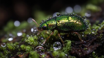 A green bug with a long tail