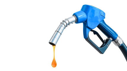 Hand Holding a Blue Gas Pump Nozzle, isolated on transparent background