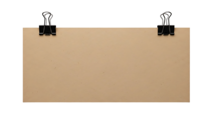 Brown paper with clips isolated on transparent background