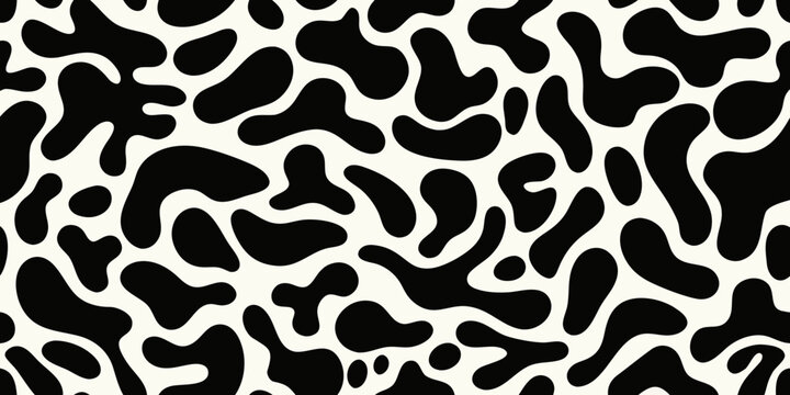 Abstract black and white pattern with organic flowing shapes and irregular spots