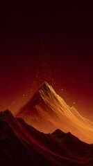 Dramatic Red Mountain Landscape with Cosmic Dust