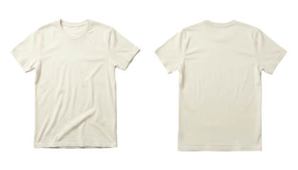 Blank White T-Shirt Front and Back Mockup on transparent background