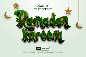 Ramadan Kareem Editable Text Effect Green Golden Style.