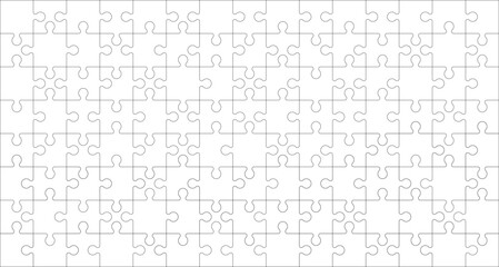 White jigsaw puzzle empty background. Vector illustration of blank square pieces pattern. 