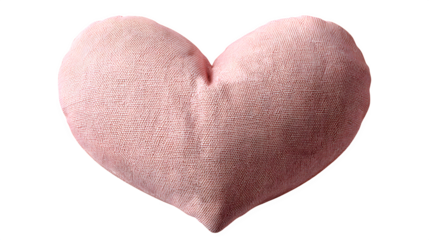 Pink heart shaped cushion isolated on transparent background