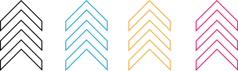 Chevron Up Arrow Icons Set in Black Blue Orange Pink ©  Ripon