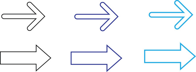 Right Direction Arrow Icons Set in Outline and Solid ©  Ripon