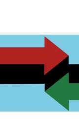 Two arrows are directed in different directions. Template comparison green and red line design. In and Out. Glyph icon isolated on white background. Vector illustration flat style.