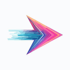Dynamic Abstract Arrow Vector Illustration. Vibrant Geometric Gradient Speed Concept Design Element.