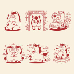 Cartoon horse chinese new YEAR
