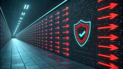 Cybersecurity Data Protection Concept with Digital Network Security Shield