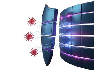 Cybersecurity Firewall Protecting Network from Virus Attack