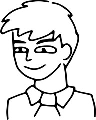 Obraz premium Hand-drawn doodle of a professional office worker character. Grunge line art style, perfect for avatars, icons, posters, or logos. Suitable for business and workplace themes